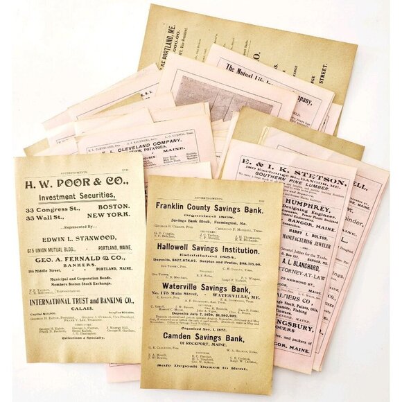 1906 Maine Local Towns Advertisement Pages Bulk Lot Of 47 Pcs 500+ Ads E10 - Picture 2 of 7
